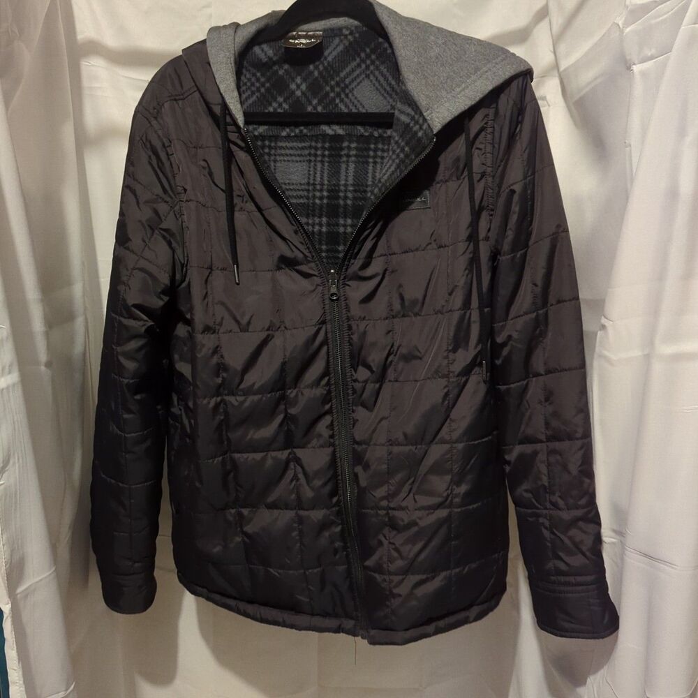 Men's O'Neil Glacier Small Black Reversible Hooded Coat Jacket Winter